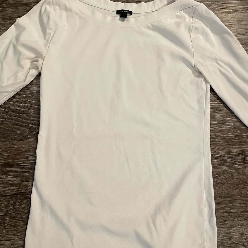 Ann Taylor Boatneck Long Sleeved T Shirt